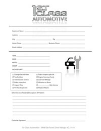 Night Drop Form | First Class Automotive